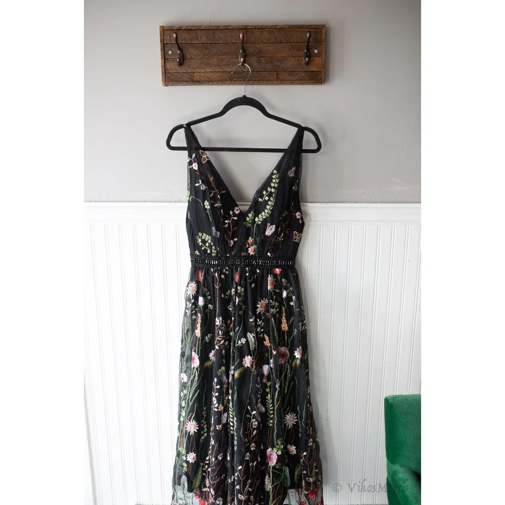 Mac Duggal V-NECK FLORAL MIDI DRESS 2 NEW_3
